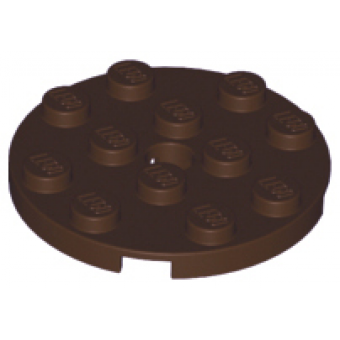 plaat rond 4x4 met gat dark brown